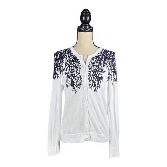 Lilly Pulitzer Coral Print Lightweight Button Front Cardigan Sweater Womens Med - Picture 1 of 4